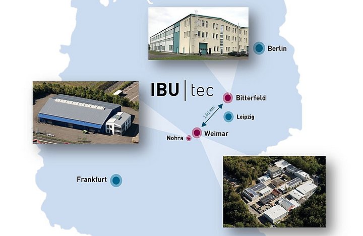 [Translate to English:] IBU-tec Standorte in Deutschland: Weimar, Bitterfeld und Nohra