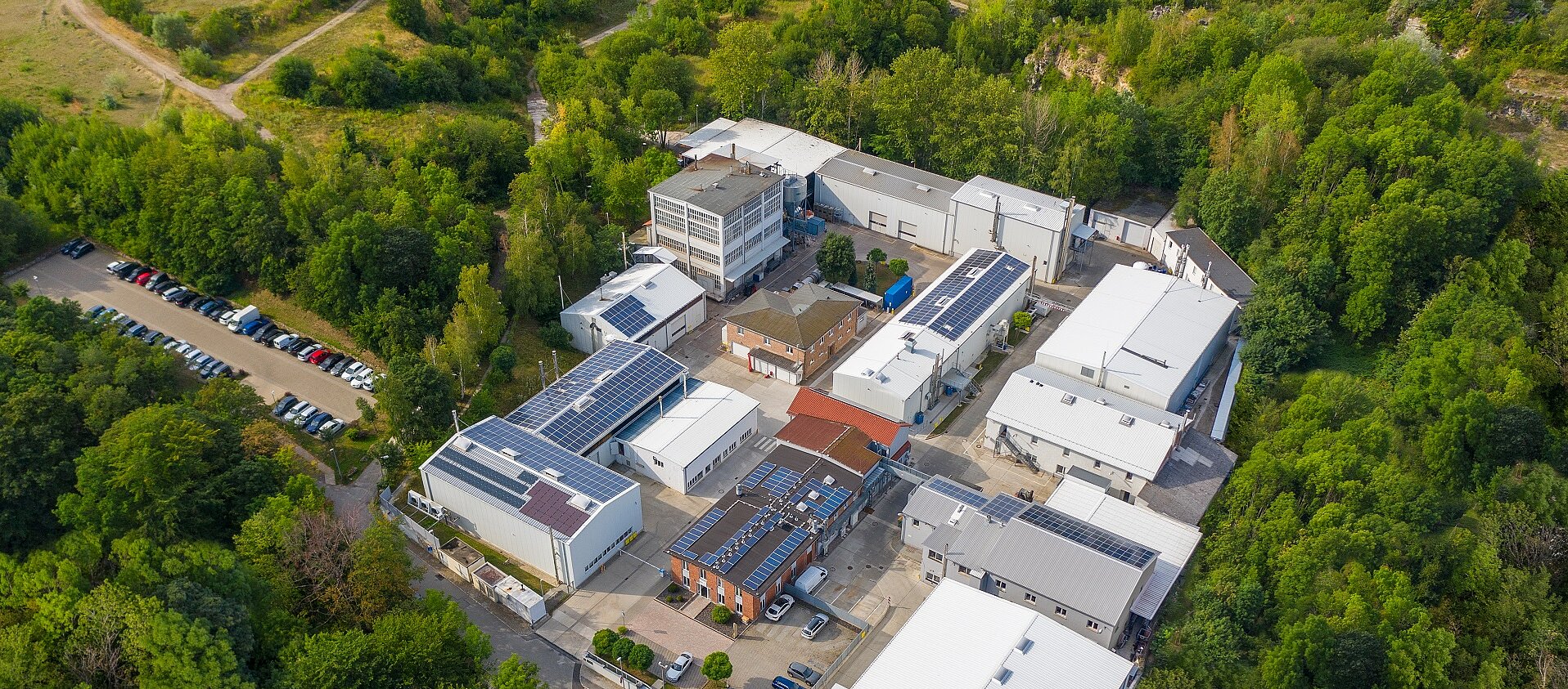 Aerial view of IBU-tec 2019, SME in Weimar Ehringsdorf for thermal processing with rotary kilns